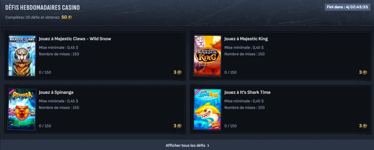Défis et challenges hebdomadaires